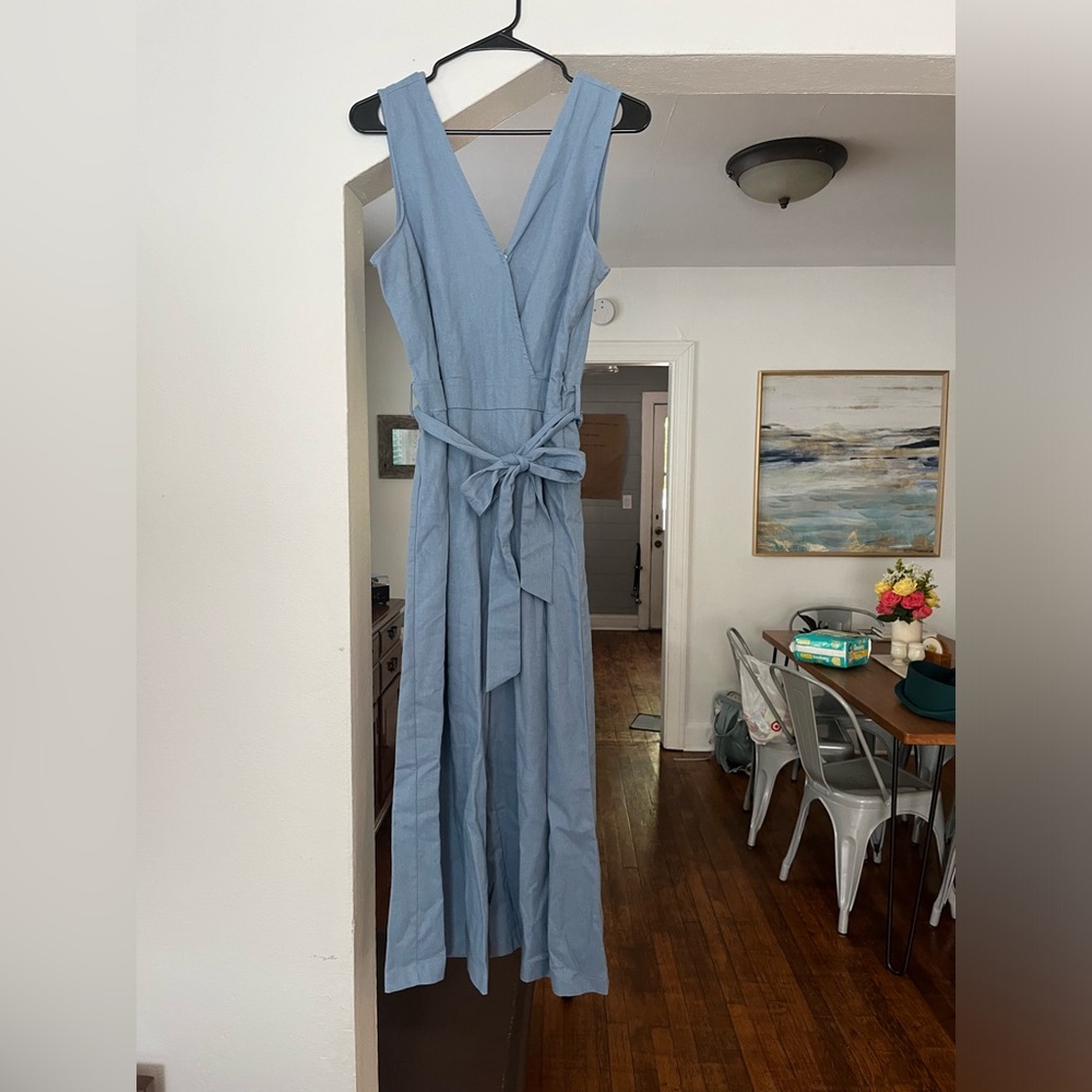 Blue Linen Jumpsuit